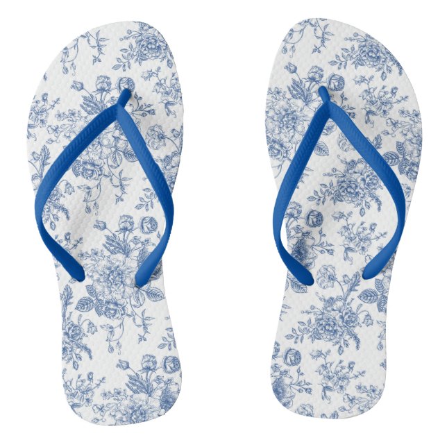 Blaues Blume-Muster Flip Flops (Fußbett)
