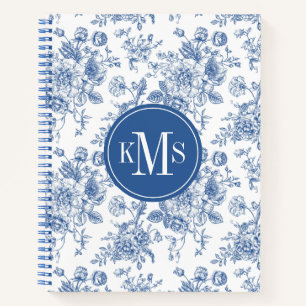 Blaues Blume-Muster Notizbuch