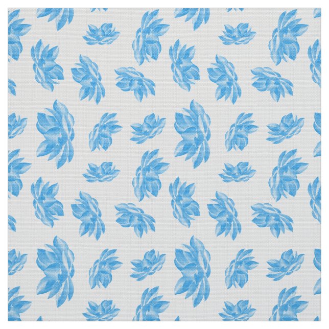 Blaues Blume-Muster Stoff (Muster)