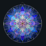 Blaues Blumemandala-Fraktal Dartscheibe<br><div class="desc">Ein blaues und lila Blume Mandala-Fraktalmuster.</div>