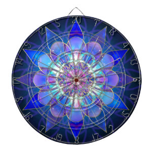 Blaues Blumemandala-Fraktal Dartscheibe
