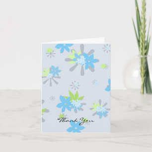 Blaues Blumen Dankeschön mit Fantasie Dankeskarte
