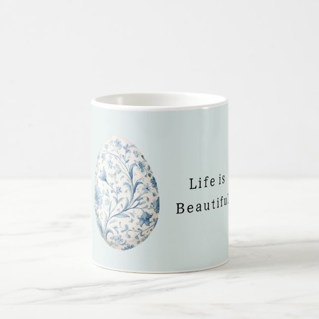 Blaues Blumen-Ei Kaffeetasse (Mittel)