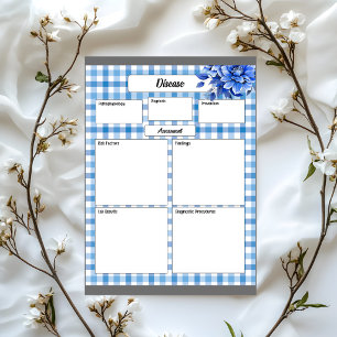Blaues Blumen-Gingham _ Disease Temp 1 Notizblock