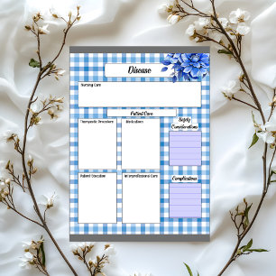 Blaues Blumen-Gingham _ Disease Temp 2 Notizblock