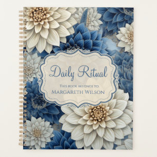 Blaues Blumen-Journal-Planer-Notizbuch Planer