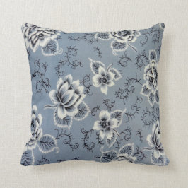 Blaues Blumen-Muster| Throw-kolonialkissen Kissen
