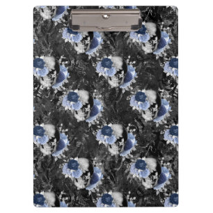 Blaues Blumen-Schädel-Serien-Design 1 Klemmbrett