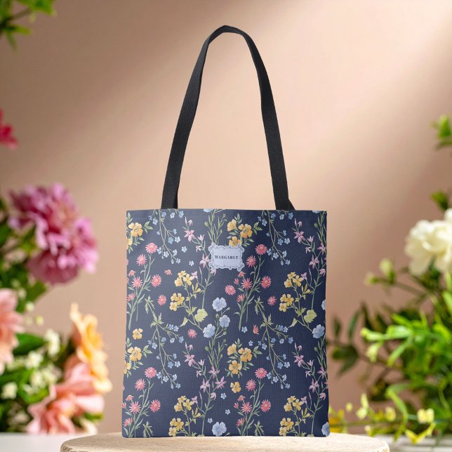 Blaues Blumen-Schleife Chic Trendige einzigartige Tasche (Von Creator hochgeladen)