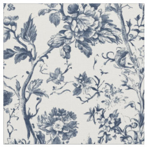 Blaues Blumen-Toile-Zweig-Muster Stoff