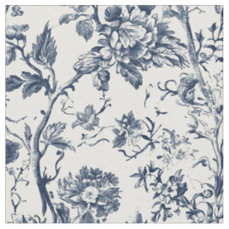 Blaues Blumen-Toile-Zweig-Muster Stoff