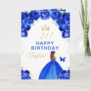Blaues Blumenbraunes Haar Mädchen Alles Gute zum G Karte