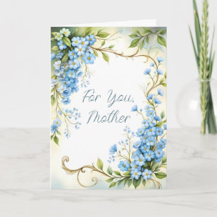 Blaues Blumendesign in der Ecke Karte