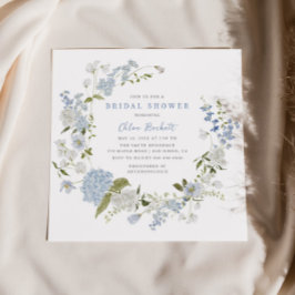 Blaues Blumendraht-Brautparty Einladung