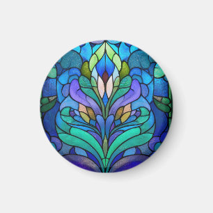 Blaues Blumenfarbglas Magnet