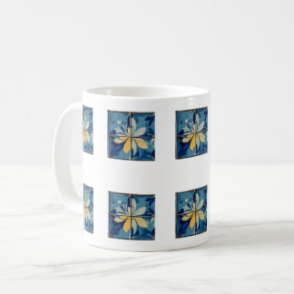 Blaues Blumenfliesenmuster Kaffeetasse