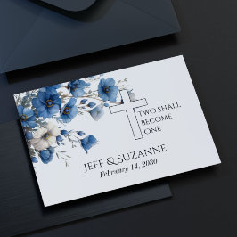Blaues Blumenkreuz zwei wird eine Hochzeit Save The Date
