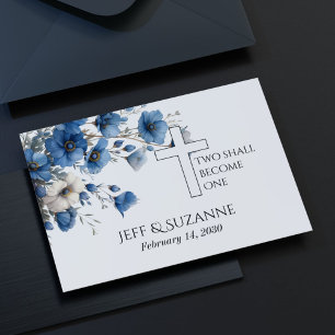 Blaues Blumenkreuz zwei wird eine Hochzeit Save The Date