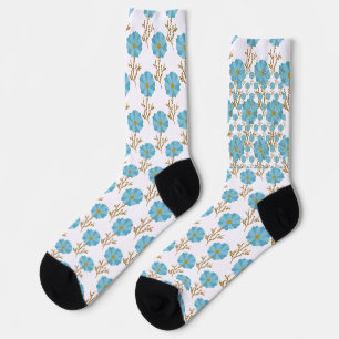 Blaues Blumenmohn-Muster Socken