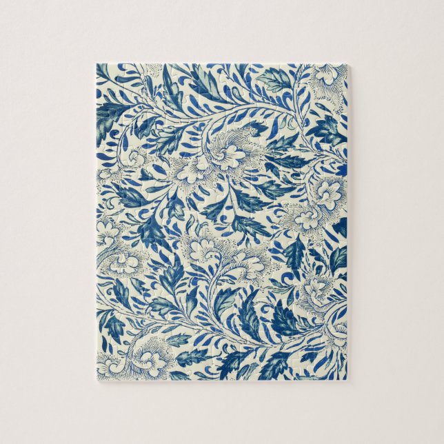 Blaues Blumenmuster Antikes asiatisches Design (Vertikal)