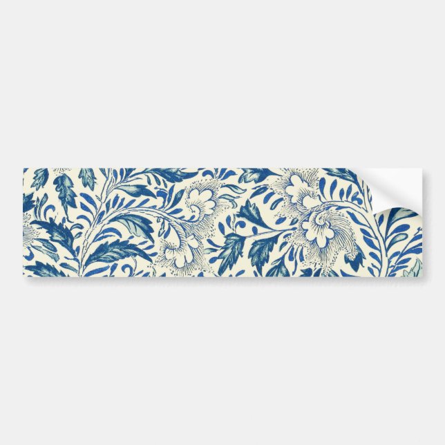 Blaues Blumenmuster Antikes asiatisches Design Autoaufkleber (Vorne)