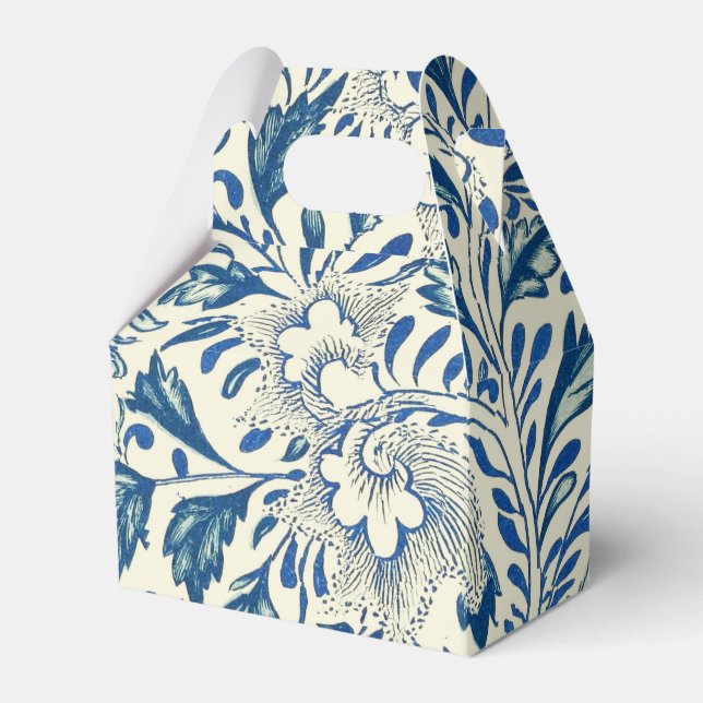 Blaues Blumenmuster Antikes asiatisches Design Geschenkschachtel (Vorderseite)