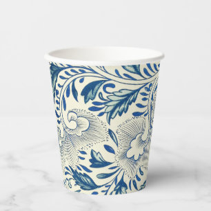 Blaues Blumenmuster Antikes asiatisches Design Pappbecher