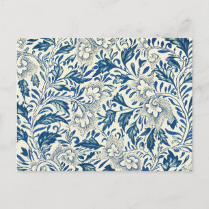 Blaues Blumenmuster Antikes asiatisches Design Postkarte