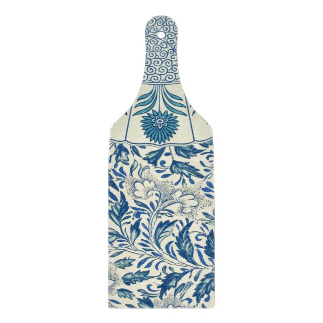 Blaues Blumenmuster Antikes asiatisches Design Schneidebrett (Vorderseite)