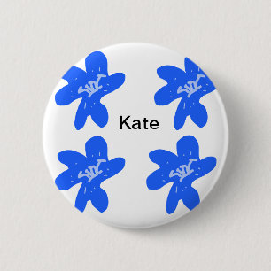Blaues Blumenmuster Aquarellmuster Button
