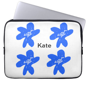 Blaues Blumenmuster Aquarellmuster Laptopschutzhülle