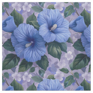 Blaues Blumenmuster auf dem Lavendelstoff Stoff