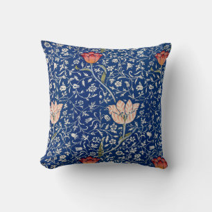 Blaues Blumenmuster bedruckt Kissen