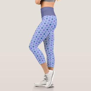Blaues Blumenmuster Capri Leggings