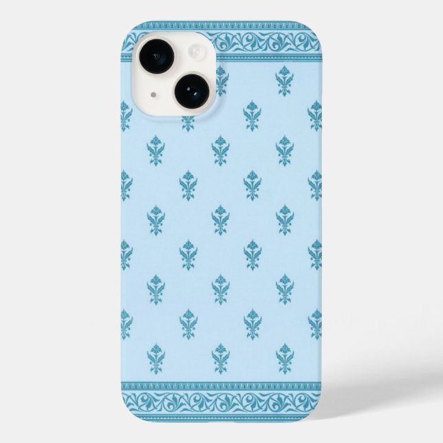 Blaues Blumenmuster Case-Mate iPhone 14 Hülle (Rückseite)