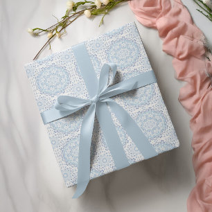 Blaues Blumenmuster Einfaches Mandala Geschenkpapier