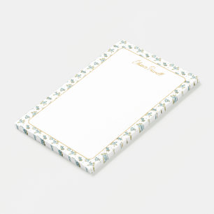 Blaues Blumenmuster Eleganter Individuelle Name Ge Post-it Klebezettel