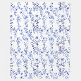 blaues Blumenmuster Fleecedecke