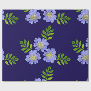 Blaues Blumenmuster Geschenkpapier