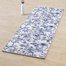 Blaues Blumenmuster im Vintage-Toile-Stil