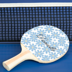 Blaues Blumenmuster - Individueller Ping-Pong-Schl Tischtennis Schläger