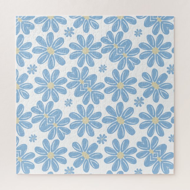Blaues Blumenmuster - Jigsaw Puzzle (Vertikal)