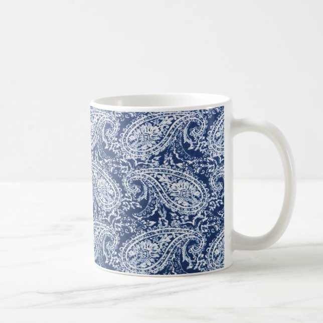 Blaues Blumenmuster Kaffeetasse (Rechts)