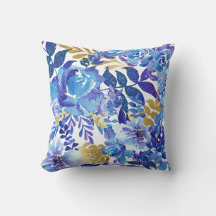 Blaues Blumenmuster Kissen