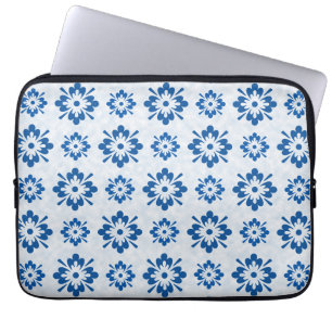 Blaues Blumenmuster Laptopschutzhülle