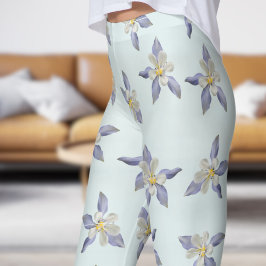 Blaues Blumenmuster Leggings