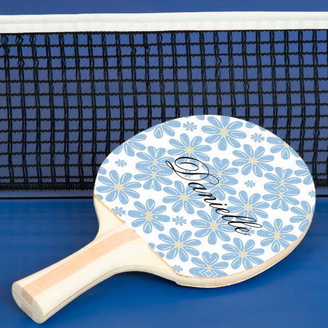 Blaues Blumenmuster - Maßgeschneidertes Pingpongpa Tischtennis Schläger (InSitu)