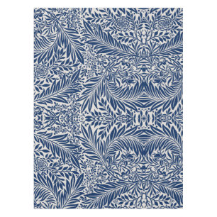 blaues Blumenmuster mit verschiedenen Blättern und Tischdecke