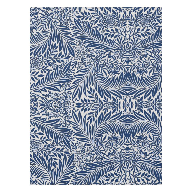 blaues Blumenmuster mit verschiedenen Blättern und Tischdecke (Vorderseite)