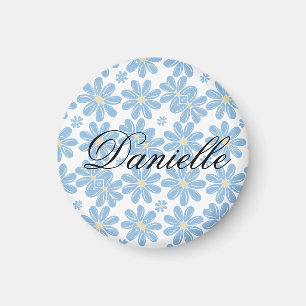 Blaues Blumenmuster - Personalisiertes Muster Magnet
